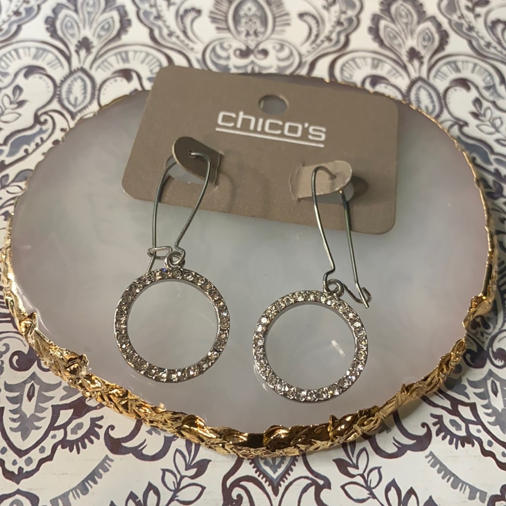 Chico's Silvertone Simulated Crystal Drop Earrings